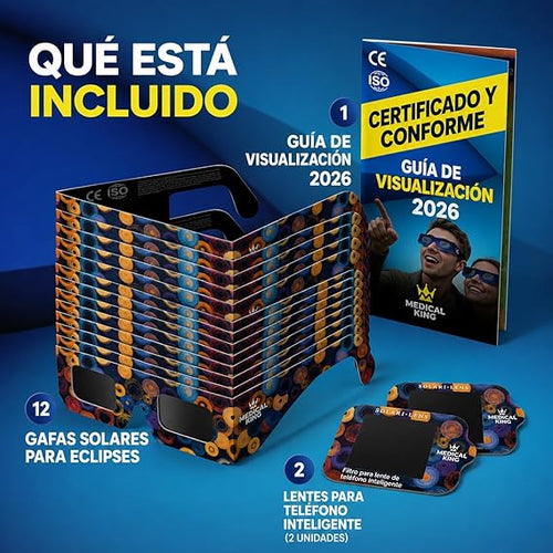 12 Gafas + 2 Filtros para móvil Eclipse Solar Certificación ISO 12312-2 / ENVIO GRATIS
