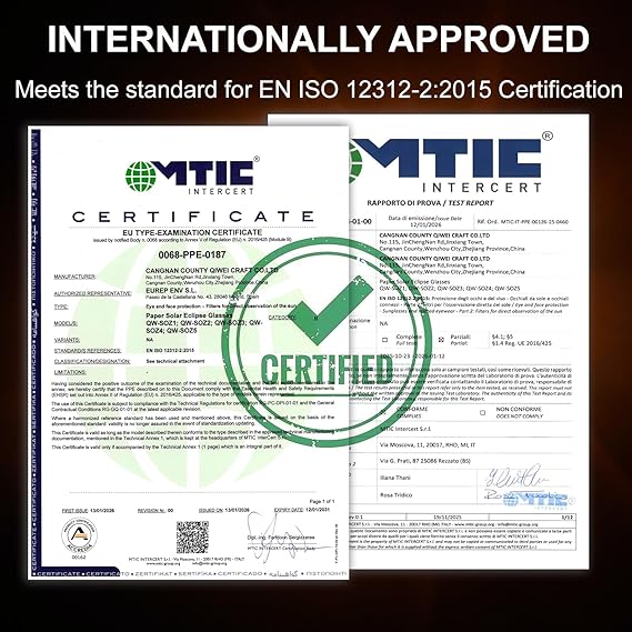 6 Gafas para Eclipse Solar Certificación ISO 12312-2 / ENVIO GRATIS