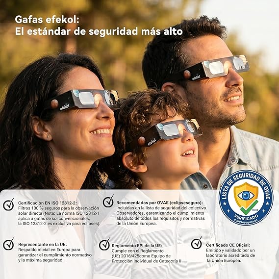 6 Gafas para Eclipse Solar Certificación ISO 12312-2 / ENVIO GRATIS