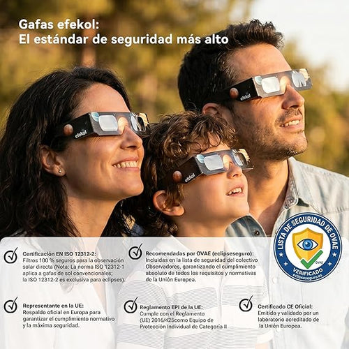 3 Gafas para Eclipse Solar Certificación ISO 12312-2 / ENVIO GRATIS