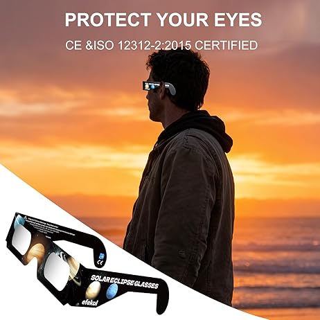 6 Gafas para Eclipse Solar Certificación ISO 12312-2 / ENVIO GRATIS