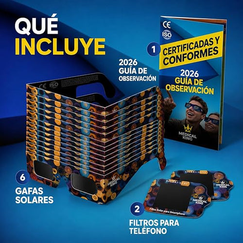 6 Gafas + 2 filtros para móvil Eclipse Solar Certificación ISO 12312-2 / ENVIO GRATIS