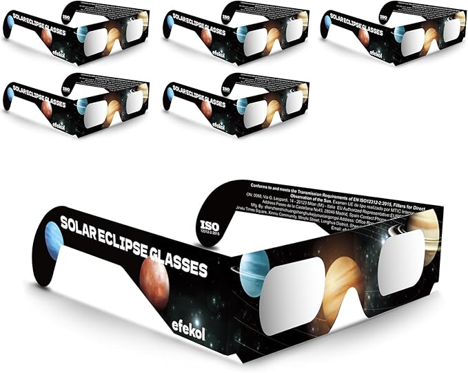 6 Gafas para Eclipse Solar Certificación ISO 12312-2 / ENVIO GRATIS